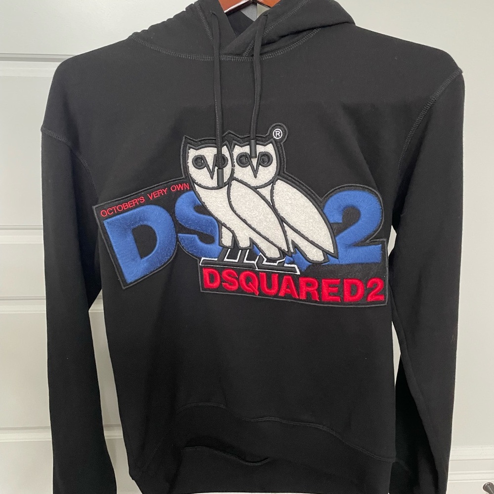 DSQUARED2 Black Hoodie with Blue and Red Logo